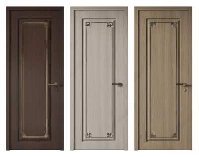 新中式单开门3D模型下载